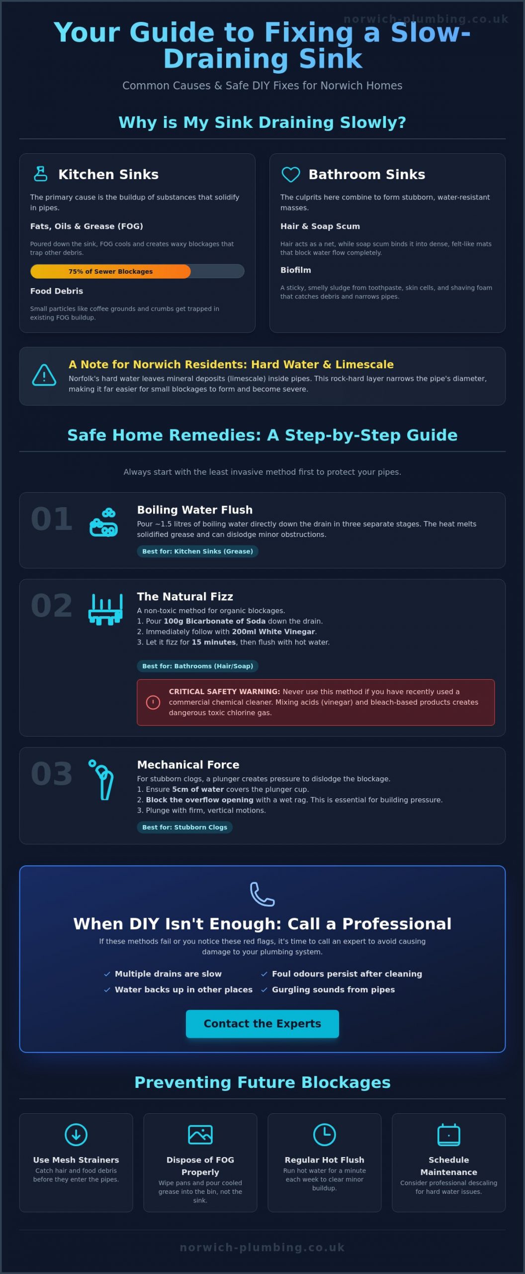 Slow Draining Sink: Expert FAQ and Solutions for Norwich Homeowners